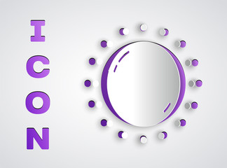 Paper cut Sun icon isolated on grey background. Paper art style. Vector.