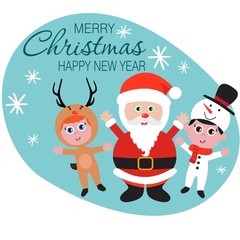 Fototapeta na wymiar Print Vector cartoon icons of Christmas Santa Claus. Decorative elements.