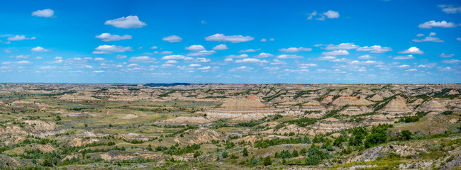 Panoramic overlook of Painted Canyon of the Theodore Roosevelt National Park, North Dakota, USA