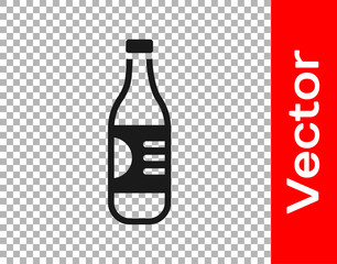Black Bottle of water icon isolated on transparent background. Soda aqua drink sign. Vector.