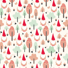 Seamless pattern with gnomes