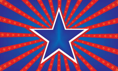 American star on a blue background. Vector illustration.