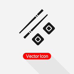 Sushi Rolls And Chopsticks Icon Vector Illustration Eps10
