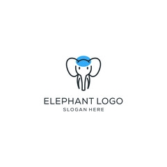 minimalist monoline line art elephant logo design vector