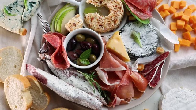 Mediterranean appetizers table. Antipasto. Top view	