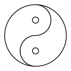 Yin yang symbol of harmony and balance , line icon isolated on white background. Japan culture style