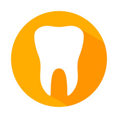 Tooth flat icon isolated in yellow circle and on white background. Tooth vector illustration. Dentistry symbol. Stomatology