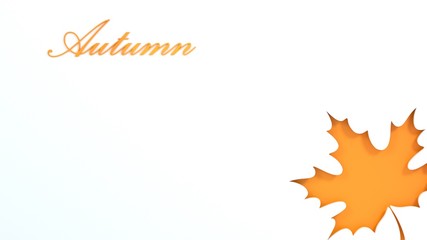 Autumn white background, tree paper leaves, design for sale banner, poster, thanksgiving day, greeting card, paper cut out art style. 3d rendering