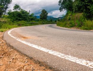 Empty asphalt road during a journey