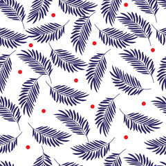 Seamless pattern of exotic hand-drawn plants, design backgrounds, vector illustration