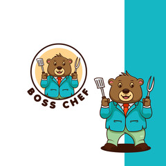 boss bear is a chef logo template