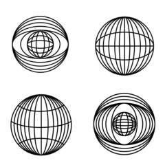 World line icon. Stroke that can be edited. Globe Line Icon.Globe Line Art. Vector Illustration. Global. Design for clothes and sticker. Contemporary t-shirt design. Teenager.