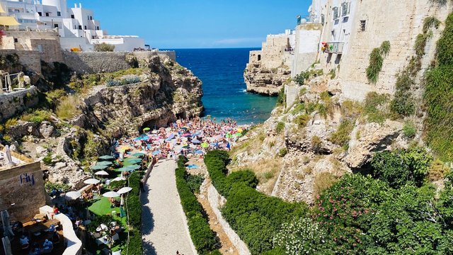 Italy Polignano Pulia rock beach summer landscape mediterranean