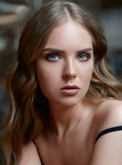 Obraz premium Pretty young woman. Close-up portrait of beautiful girl