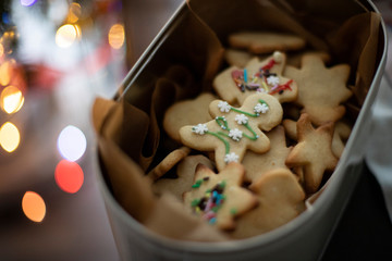 Obraz na płótnie Canvas homemade decorated christmas gingerbread cookies