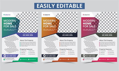 Real estate property flyer vector set for sales promotion. Geometric shape graphic design layouts adapting to magazine, proposal, company profile, brochure, annual report modern abstract cover design.