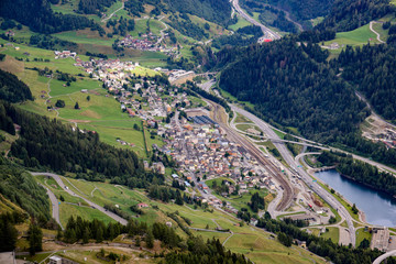 City of Belloinzona in Switzerland - view from Gotthard Pass - travel photography