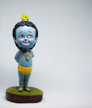 Cute and innocent idol of Hindu God Lord Krishna