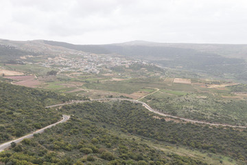 Fototapeta na wymiar Aerial view of the village in Golan Heights, Israel.