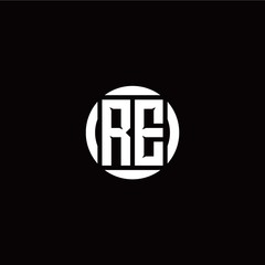 R E initial logo modern isolated with circle template