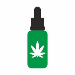 Cbd cannabis oil bottle icon on white background vector illustration