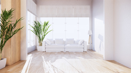 Vintage Sofa wooden japan design, on room interior wooden floor .3D rendering