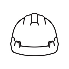 Safety helmet icon. Builder helmet protective equipment linear pictogram.