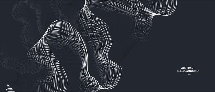 Dark abstract background with flowing particles. Digital future technology concept. vector illustration.