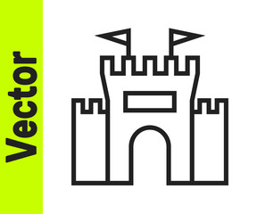 Black line Castle icon isolated on white background. Vector.