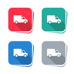 Delivery truck icon on square button
