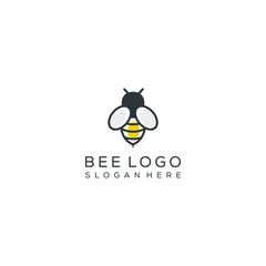 minimalist monoline line art bee logo design vector