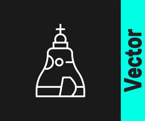 Obraz premium White line The Tsar bell in Moscow monument icon isolated on black background. Vector.