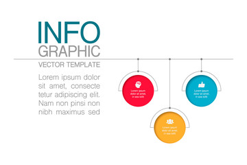 Fototapeta na wymiar Vector infographic template, 3 steps or options. Data presentation, business concept design for web, brochure, diagram.
