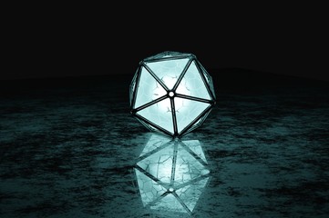 Glowing Glass Wireframe Box