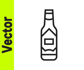 Black line Tabasco sauce icon isolated on white background. Chili cayenne spicy pepper sauce. Vector.