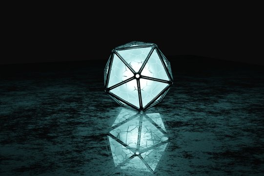 Glowing Glass Wireframe Box