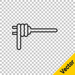 Black line Pasta spaghetti on the fork icon isolated on transparent background. Italian restaurant. Vector.