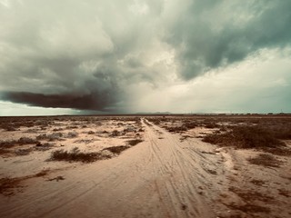 storm clouds over the desert