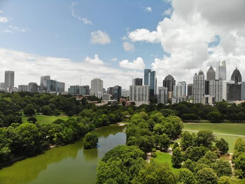 created by dji cameraThe famous Piedmont park in downtown Atlanta shot from above by drone