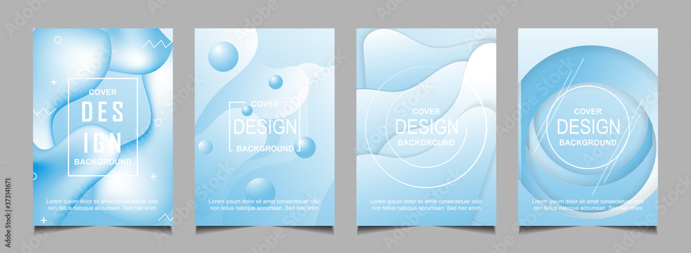 Poster set of trendy gradient cover design abstract background template with dynamic soft blue color and wa