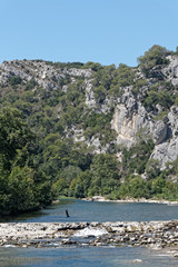 Les hautes falaises de Collias en rive du Gardon - Gard - France