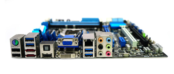 Computer Motherboard background with power connector socket