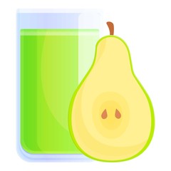Pear juice glass icon. Cartoon of pear juice glass vector icon for web design isolated on white background
