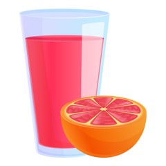 Grapefruit juice glass icon. Cartoon of grapefruit juice glass vector icon for web design isolated on white background