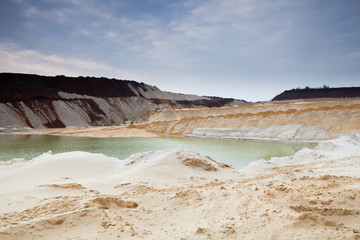 Extraction of alluvial and processing of sand in a sand pit