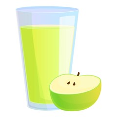 Green apple juice glass icon. Cartoon of green apple juice glass vector icon for web design isolated on white background