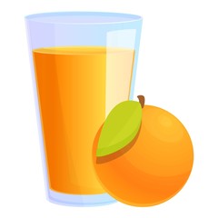 Orange juice glass icon. Cartoon of orange juice glass vector icon for web design isolated on white background