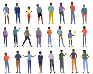 African people icons set. Cartoon set of african people vector icons for web design