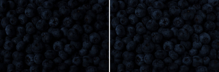 fresh blueberries in bulk under different lights