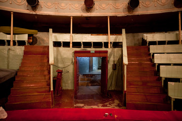 Old abandoned circus with spotlights and stucco © zarajsky
